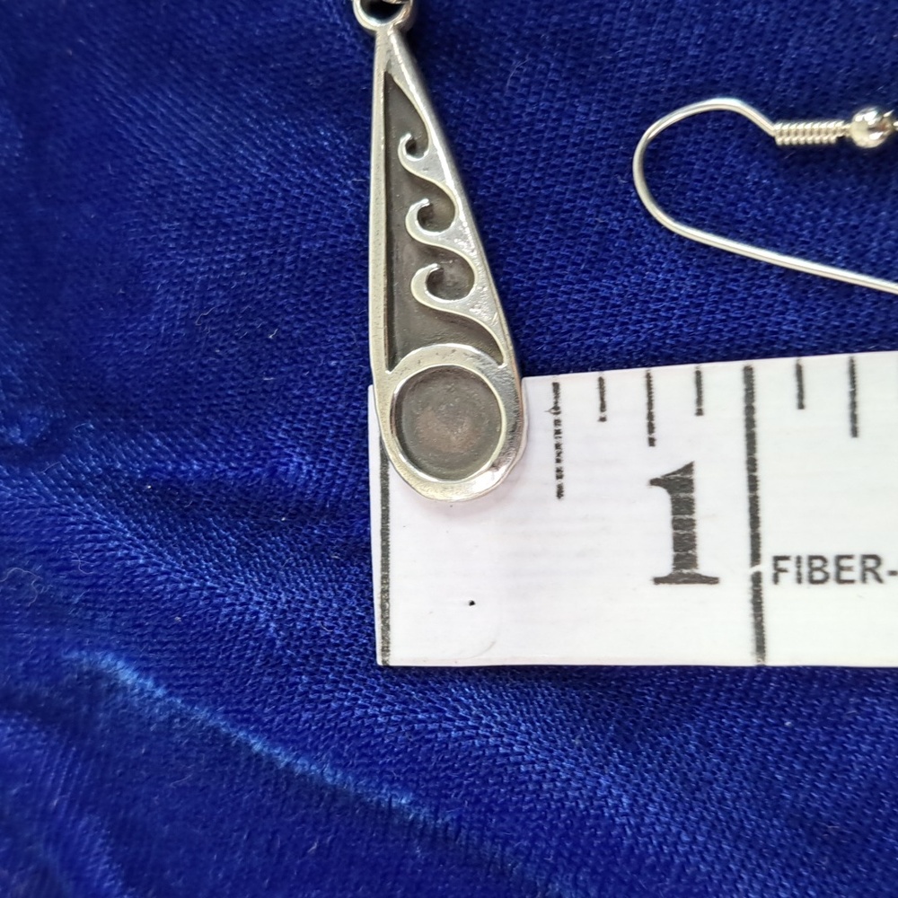Sterling Silver Wave Dangle Hook Style Earrings - Picture 6 of 12
